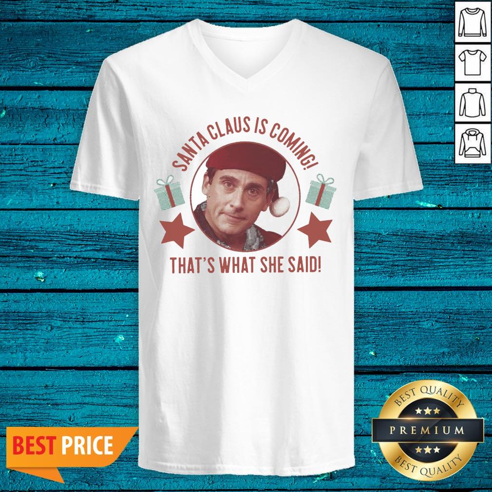 Lovely Michael Scott Santa Claus Is Coming That’s What She Said Shirt - Image 3