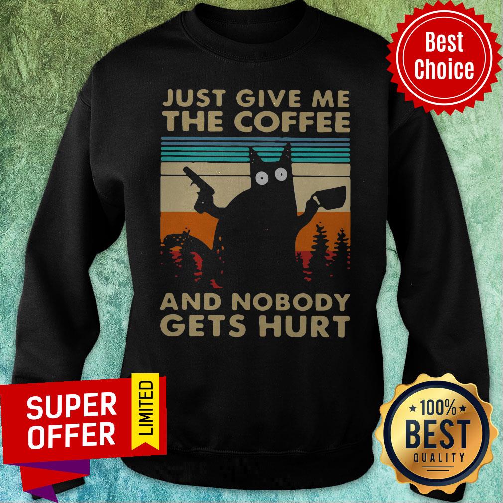 Black Cat Just Give Me The Coffee And Nobody Gets Hurt Vintage Shirt - Image 5