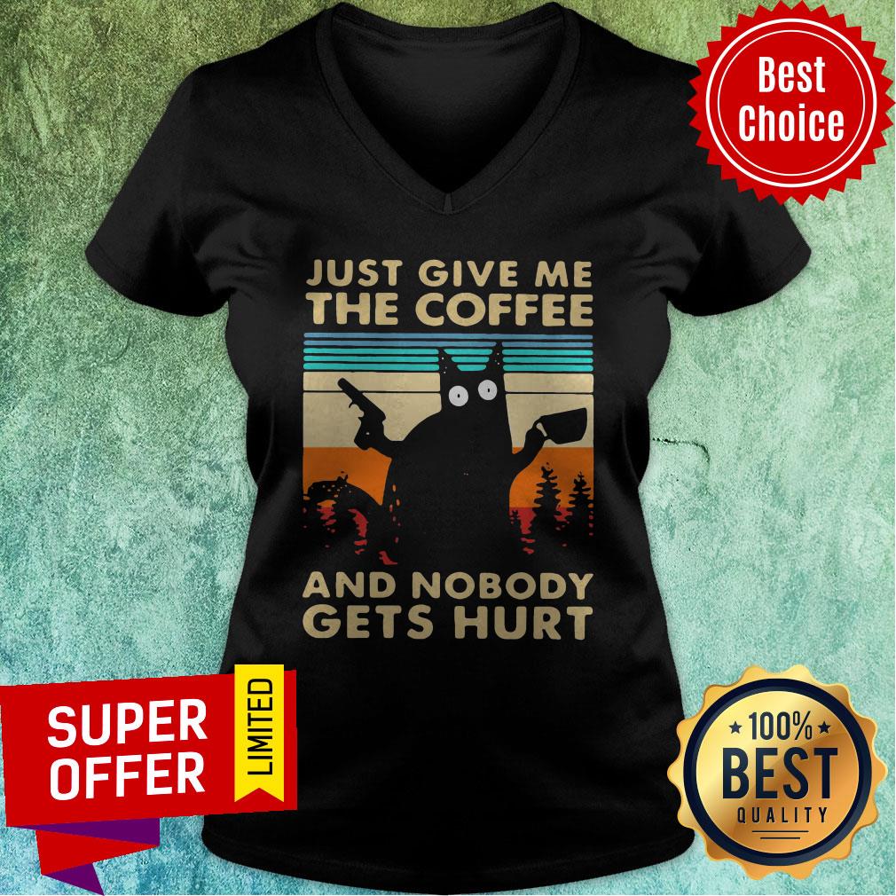 Black Cat Just Give Me The Coffee And Nobody Gets Hurt Vintage Shirt - Image 3