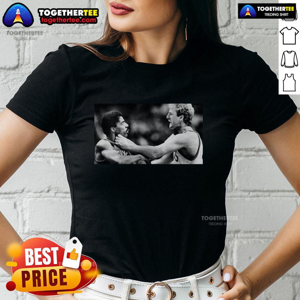 Official Ryan Sickler Larry Bird Julius Erving Fight Retro T-Shirt - Image 3