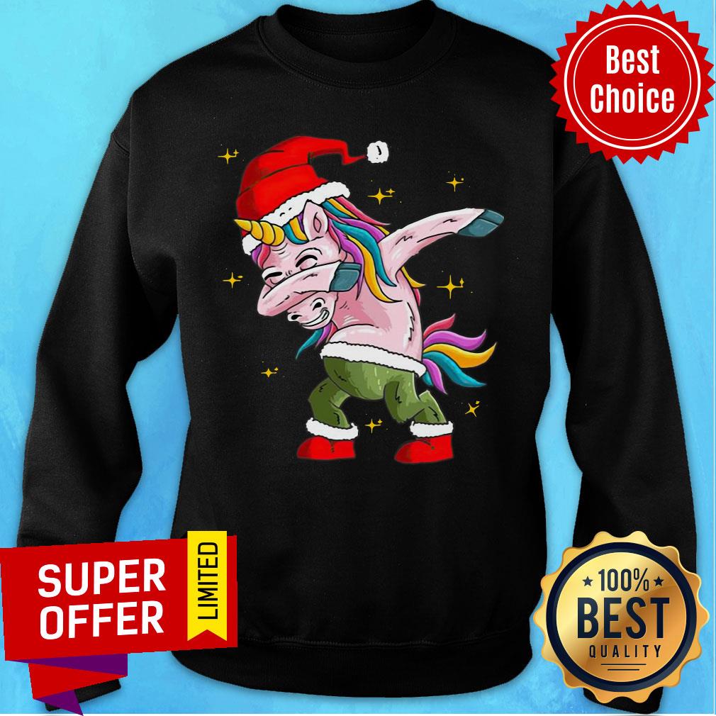 Awesome Santa Unicorn Dabbing Christmas Shirt - Image 5