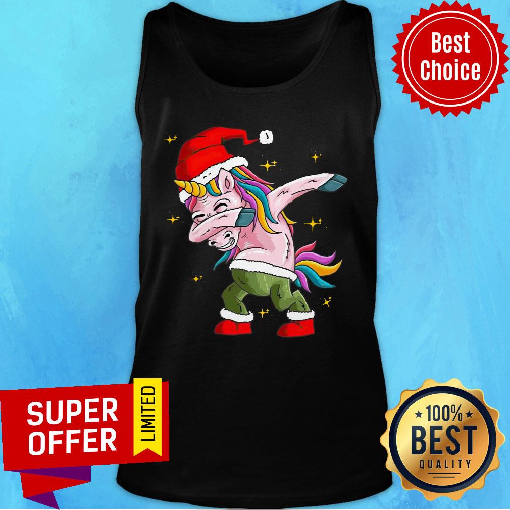 Awesome Santa Unicorn Dabbing Christmas Shirt - Image 4
