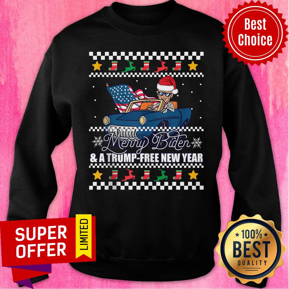 Top Merry Biden And A Trump Free New Year Ugly Christmas Shirt - Image 3