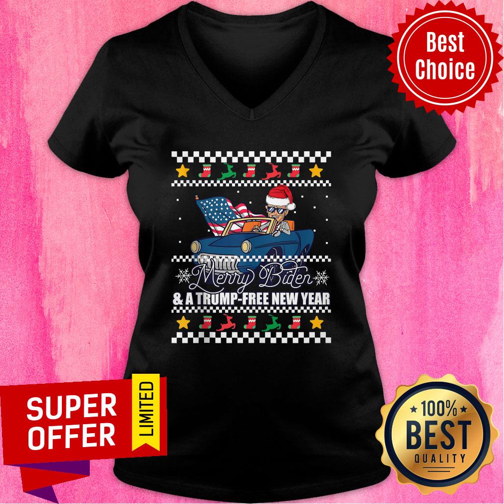 Top Merry Biden And A Trump Free New Year Ugly Christmas Shirt - Image 4