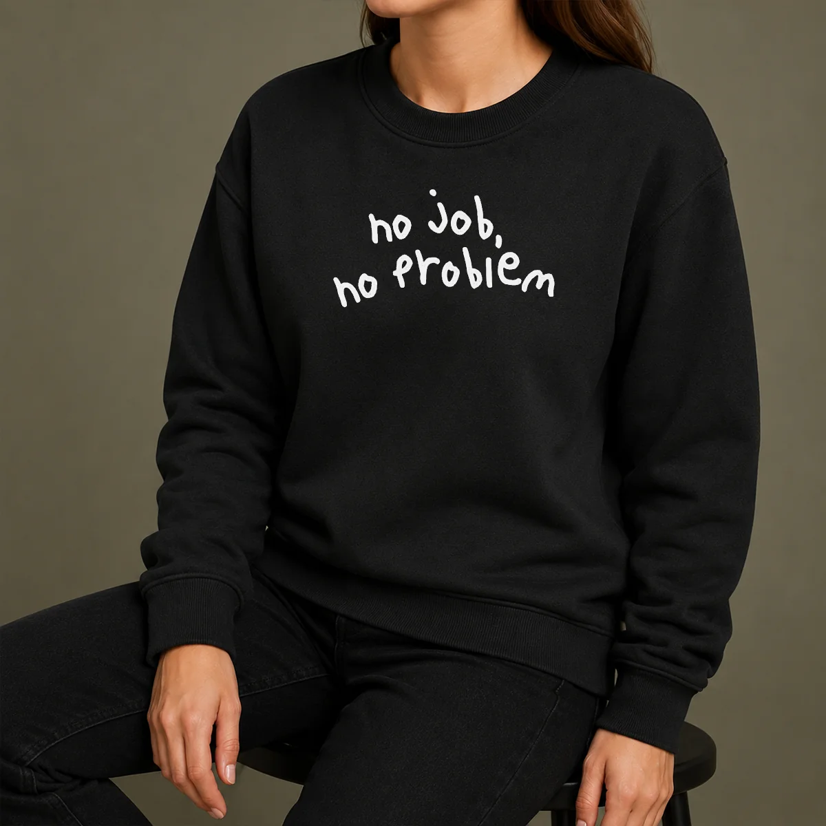 Original No Job No Problem Text Quote Shirt - Image 7