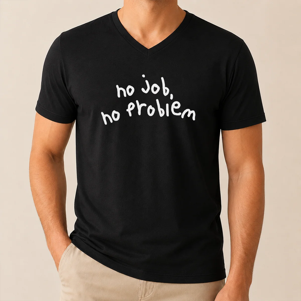 Original No Job No Problem Text Quote Shirt - Image 2