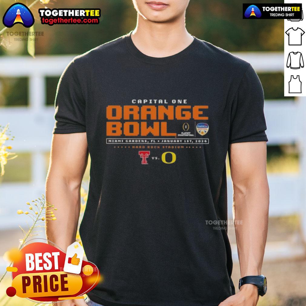 Original Capital One Orange Bowl Miami Gardens Fl Texas Tech Red Raiders Vs Oregon Ducks T-Shirt