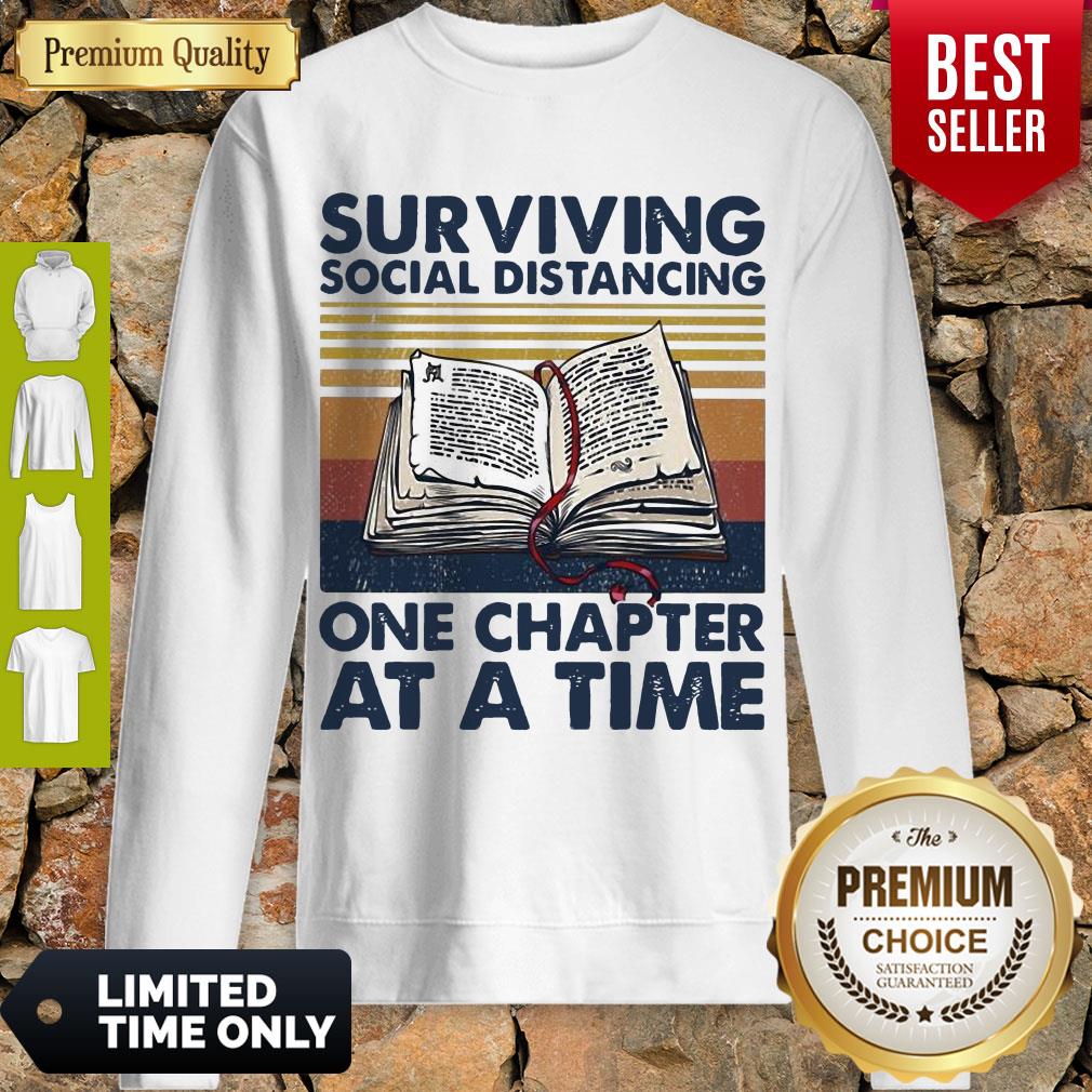 Vintage Surviving Social Distancing One Chapter At A Time Book Shirt - Image 4