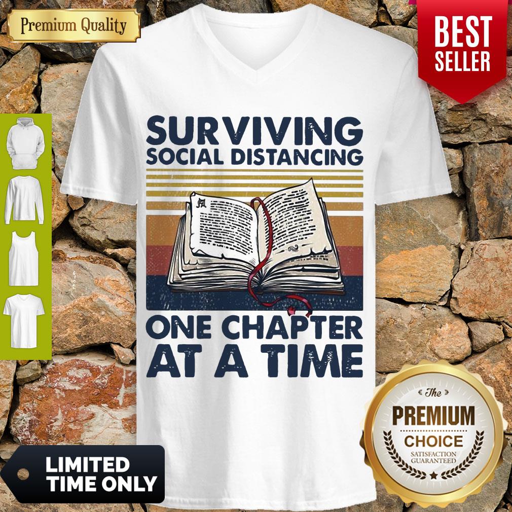 Vintage Surviving Social Distancing One Chapter At A Time Book Shirt - Image 2