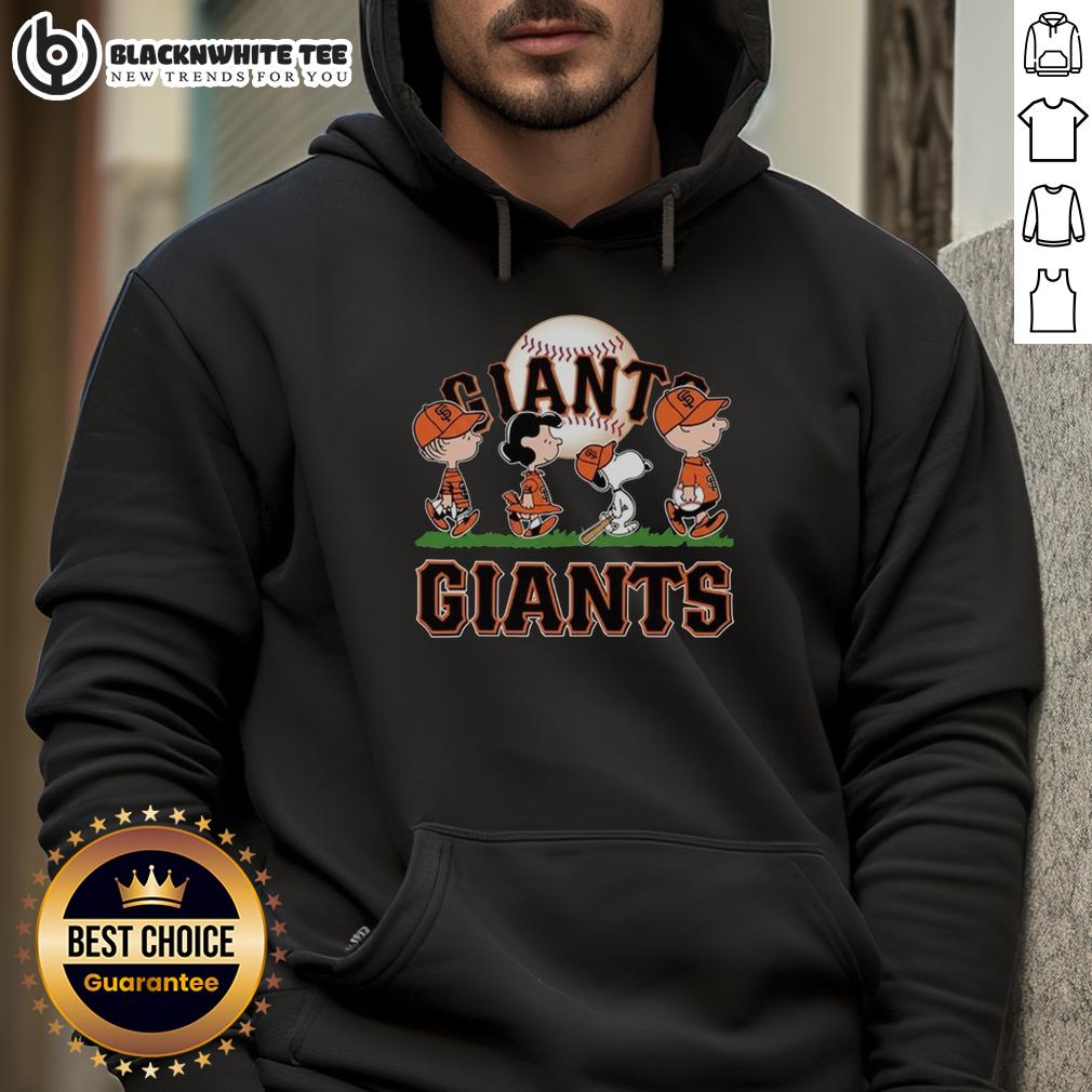 Cute Snoopy Charlie Brown Linus And Lucy Wearing San Francisco Giants Baseball Jersey T-Shirt - Image 2