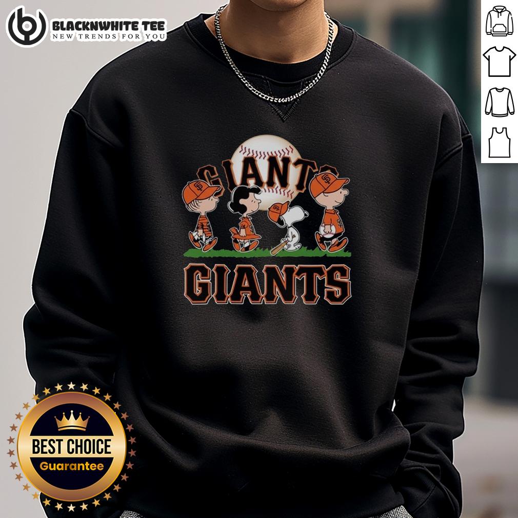 Cute Snoopy Charlie Brown Linus And Lucy Wearing San Francisco Giants Baseball Jersey T-Shirt - Image 5