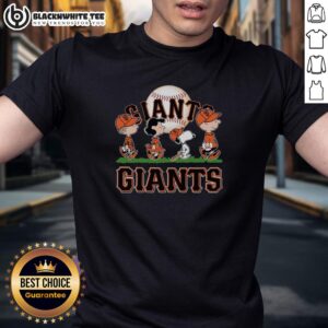 Cute Snoopy Charlie Brown Linus And Lucy Wearing San Francisco Giants Baseball Jersey T-Shirt