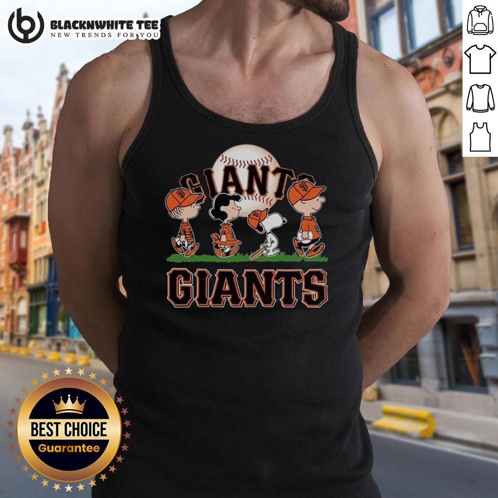 Cute Snoopy Charlie Brown Linus And Lucy Wearing San Francisco Giants Baseball Jersey T-Shirt - Image 4