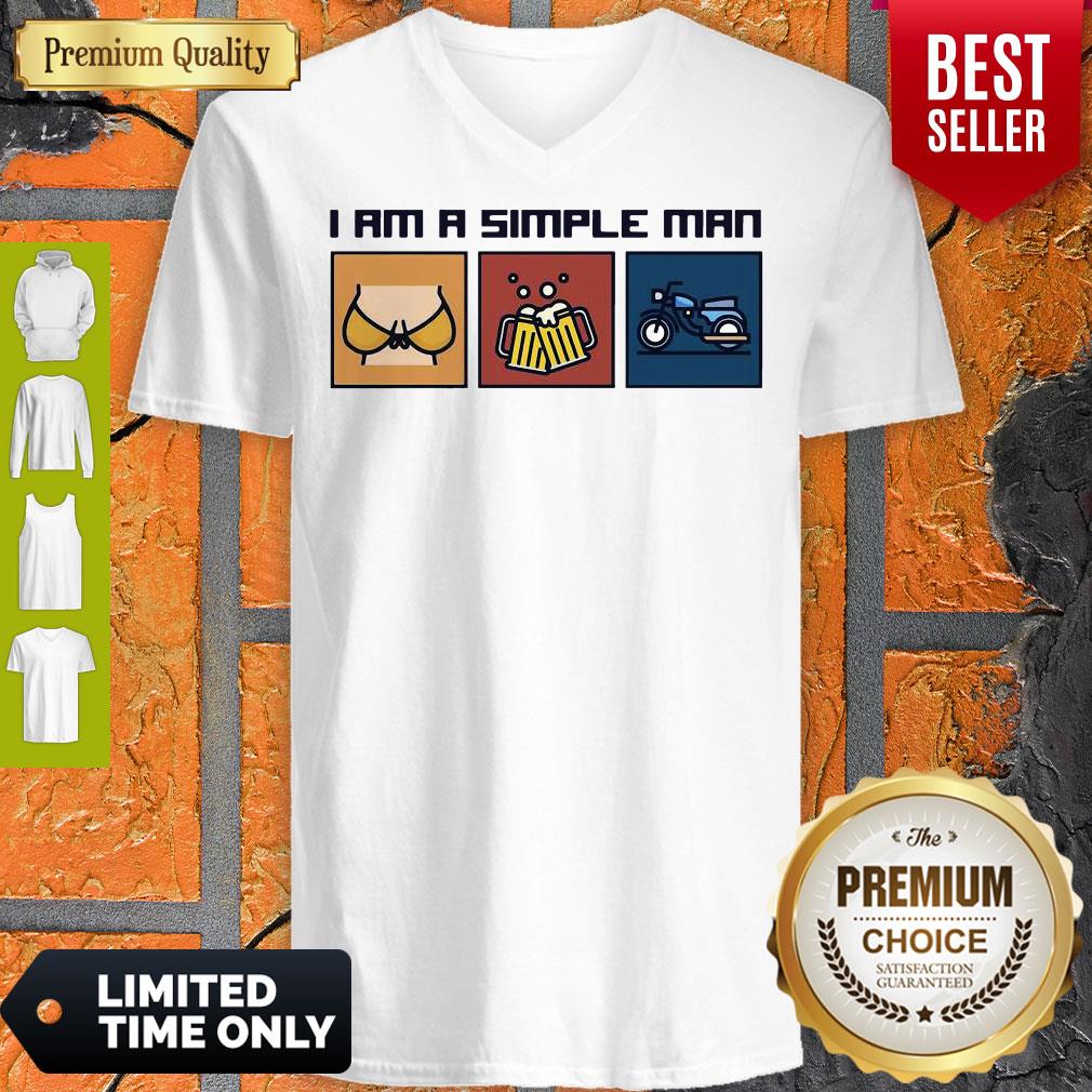 I Love Boobs Beer And Motorbike I Am A Simple Man Shirt - Image 3