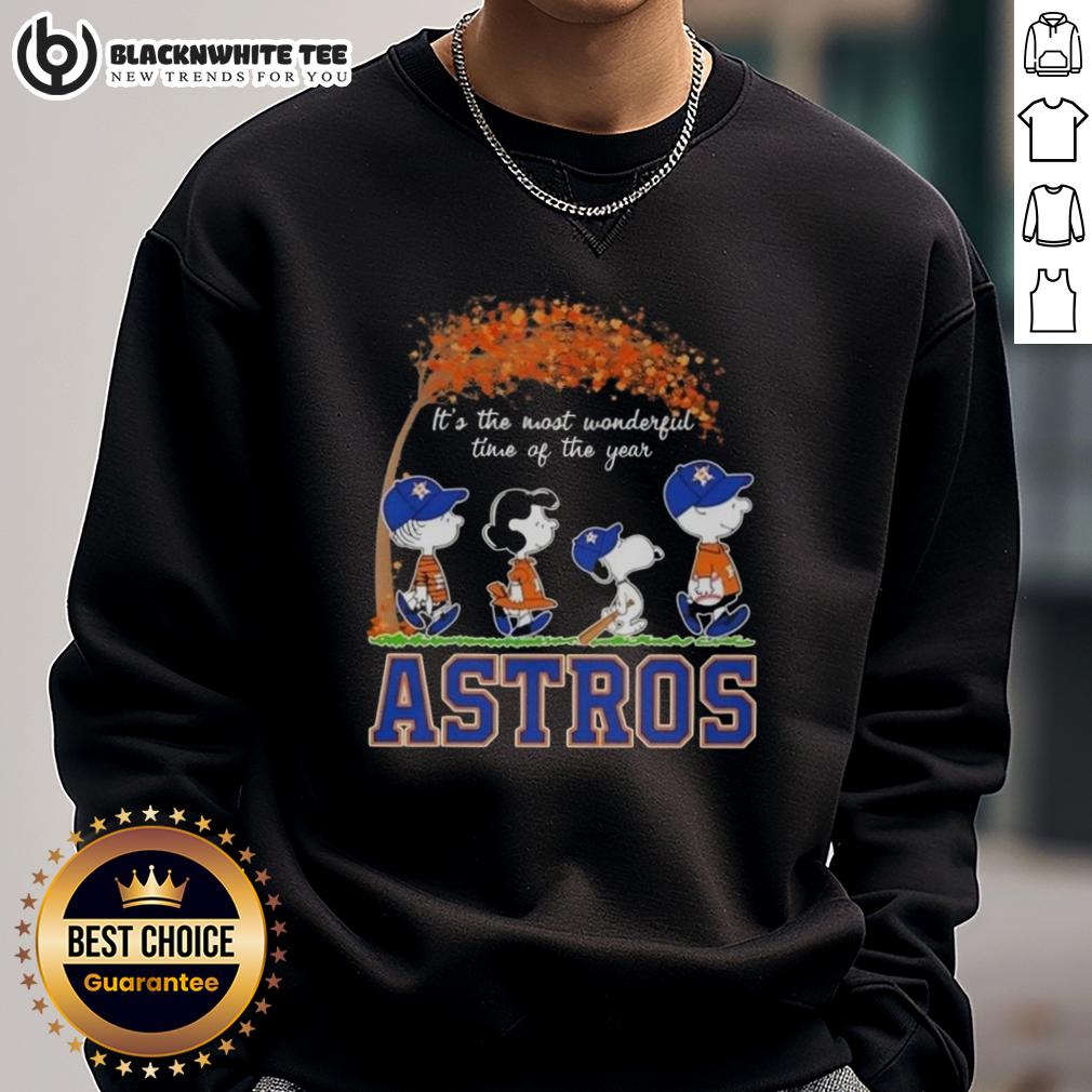 Awesome Houston Astros X Peanuts Snoopy And Friends Autumn It's The Most Wonderful Time Of The Year T-Shirt - Image 5