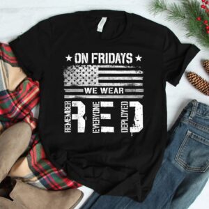 On Friday We Wear Red American Flag Military Supportive Shirt