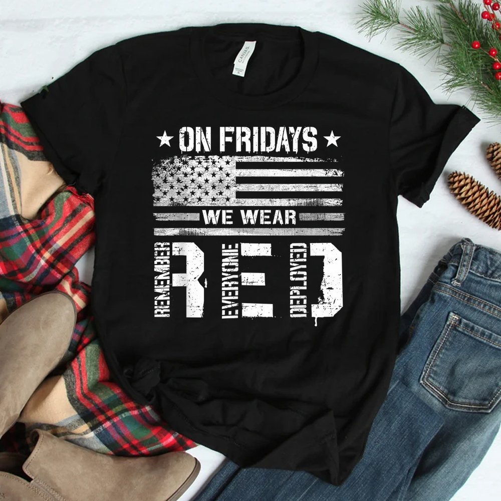 On Friday We Wear Red American Flag Military Supportive Shirt