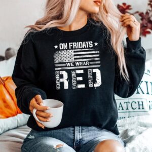 Alternative view of On Friday We Wear Red American Flag Military Supportive Shirt