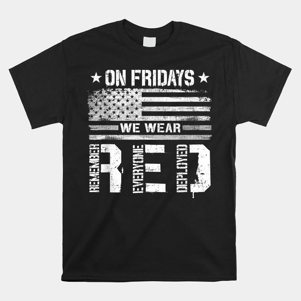 On Friday We Wear Red American Flag Military Supportive Shirt - Image 4