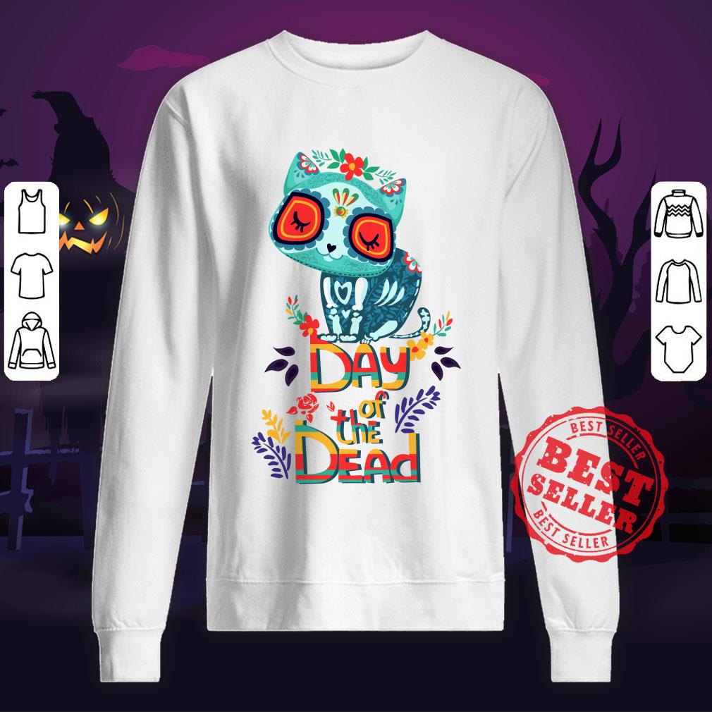 Sugar Skull Cat Day Of The Dead Shirt - Image 2