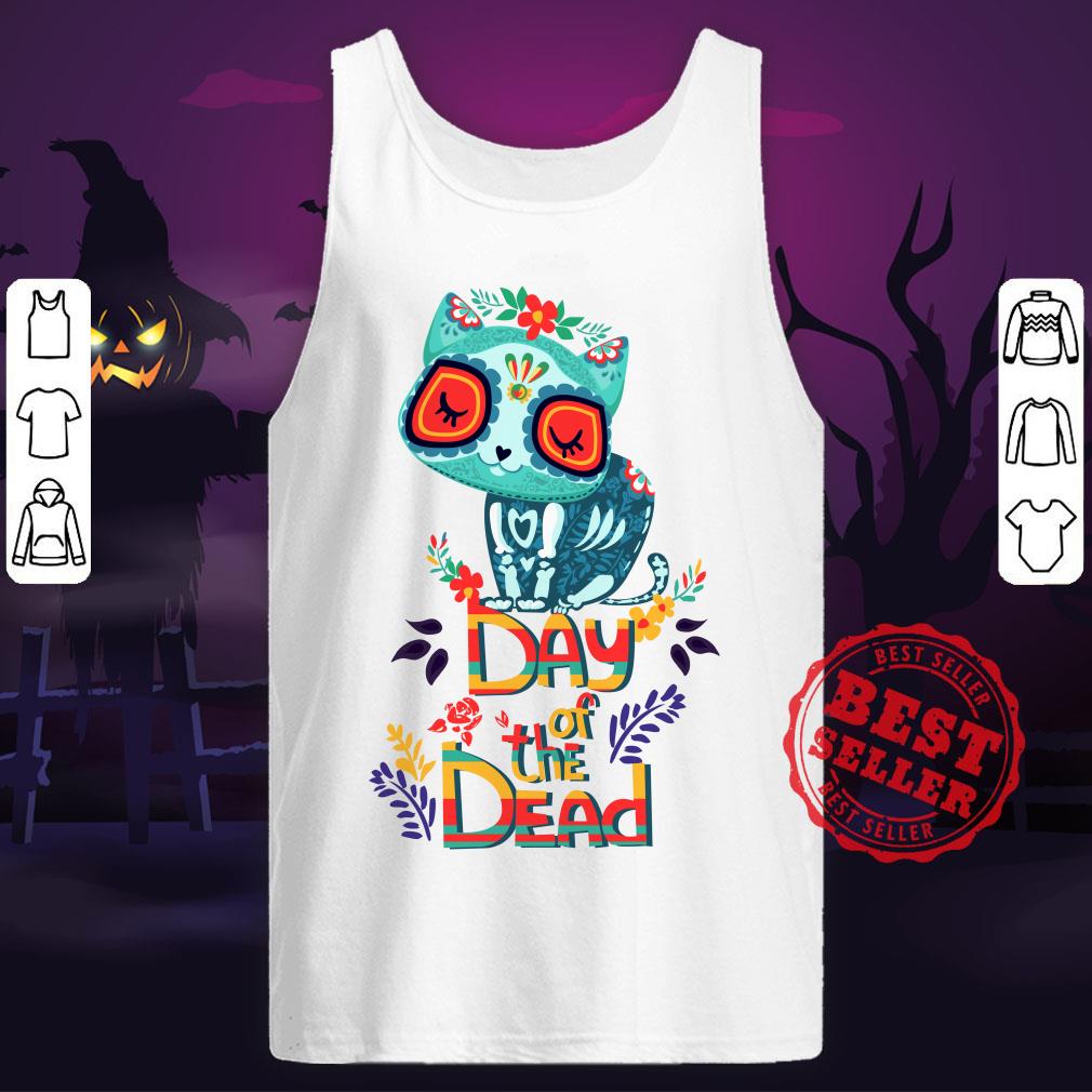 Sugar Skull Cat Day Of The Dead Shirt - Image 5