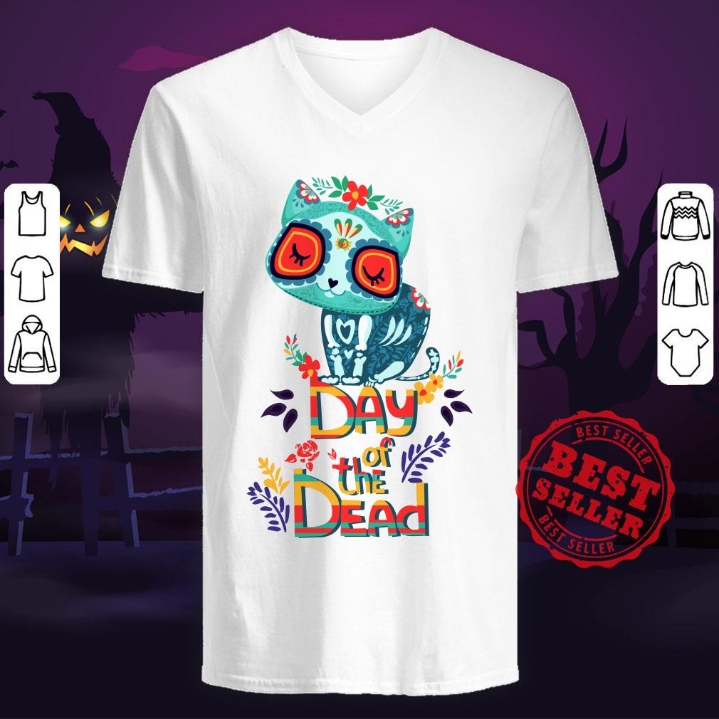Sugar Skull Cat Day Of The Dead Shirt - Image 4
