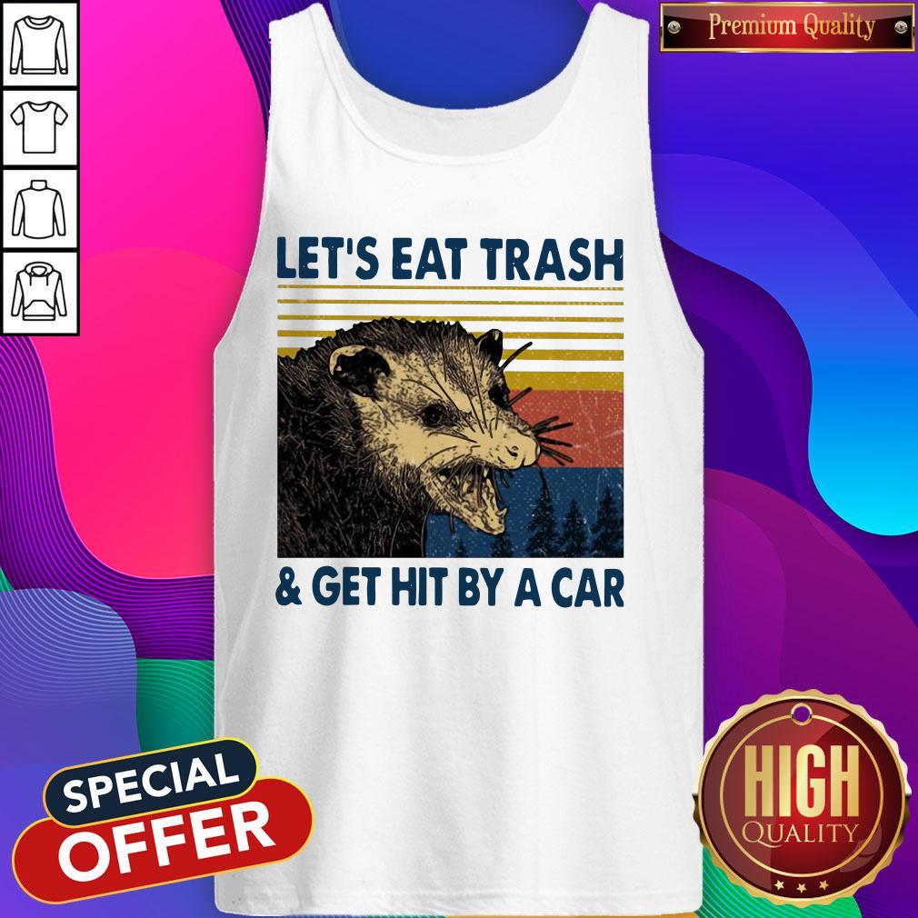 Opossum Let'S Eat Trash And Get Hit By A Car Vintage Shirt - Image 3