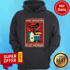 Alternative view of Funny Drummer Easily Distracted By Cats And Drums Shirt