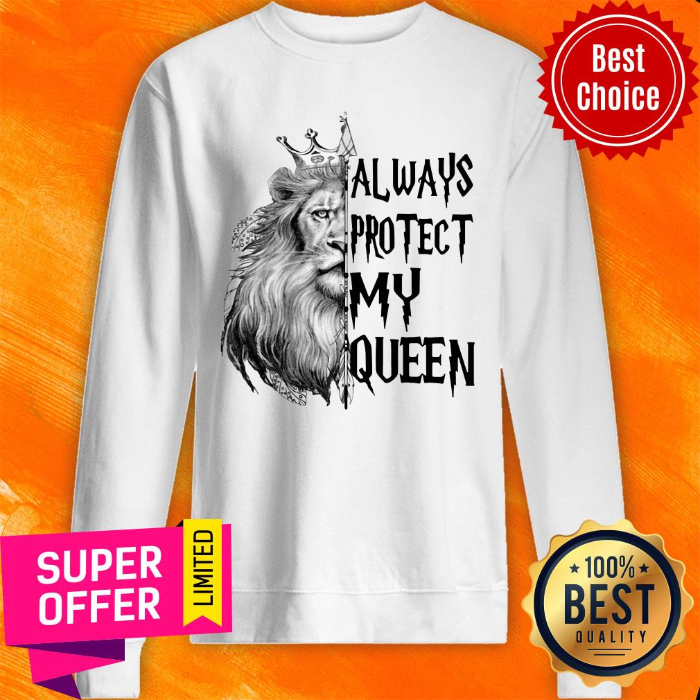 Nice Lion King Always Protect My Queen Valentine Couple Shirt - Image 5