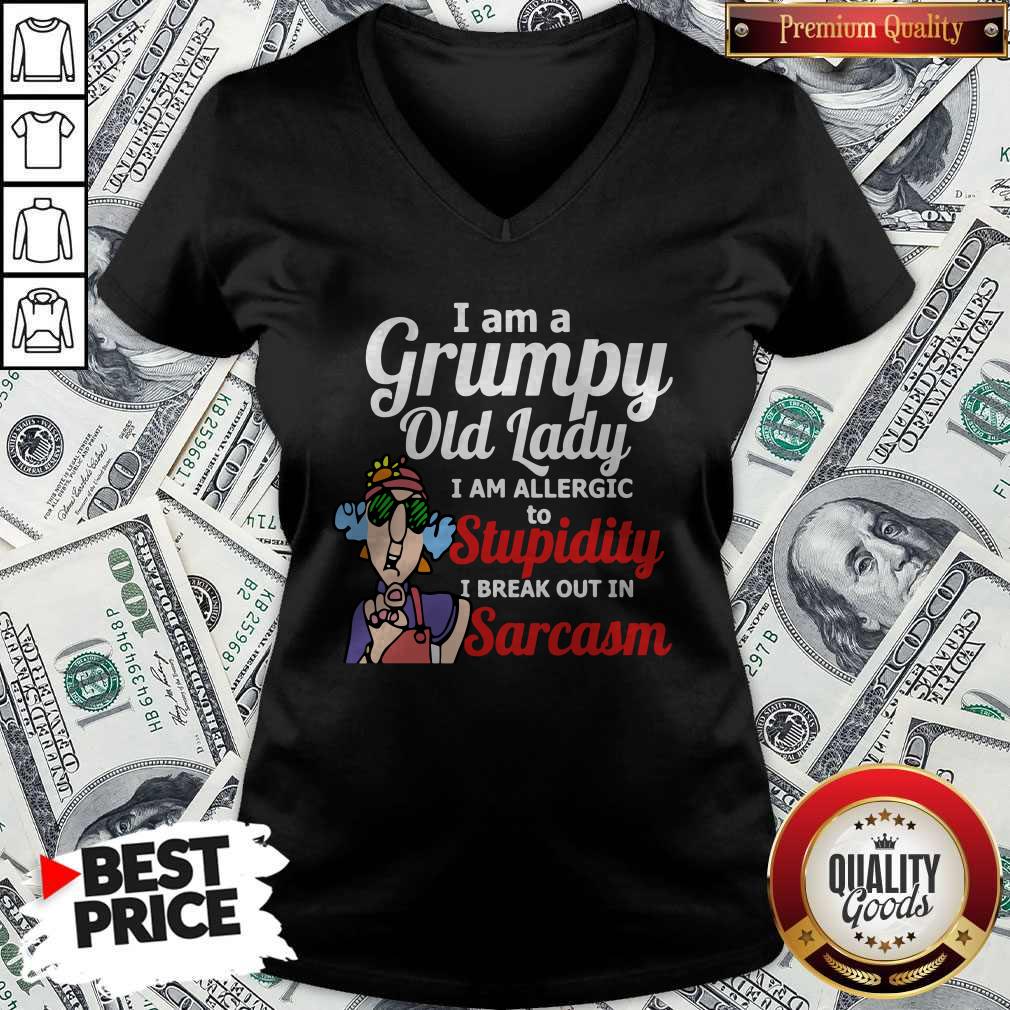 I Am A Grumpy Old Lady I Am Allergic To Stupidity I Break Out In Sarcasm Shirt - Image 2