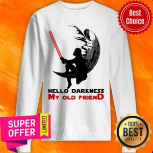 Alternative view of Top Darth Vader Sitting Death Star Hello Darkness My Old Friend Shirt
