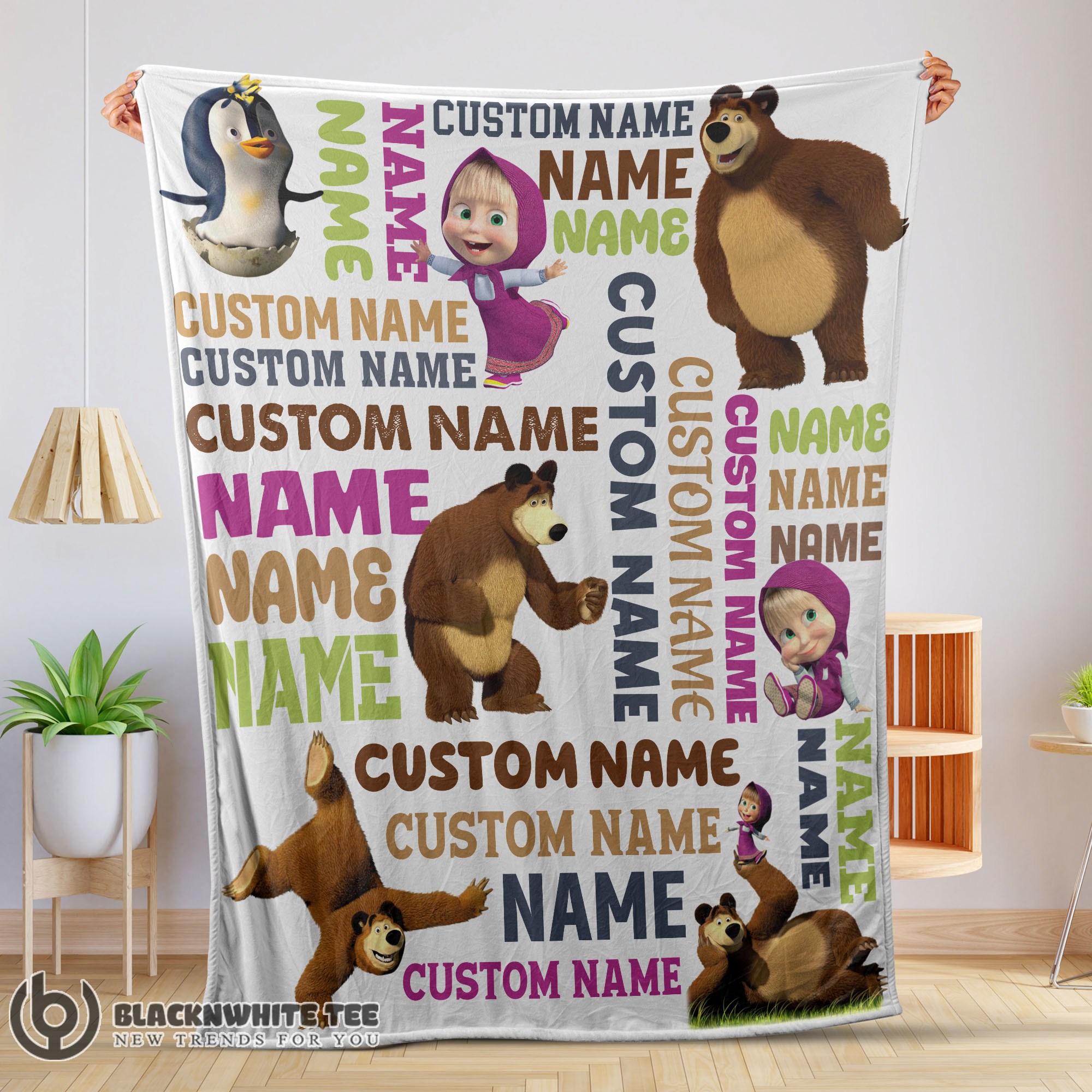 Awesome Good Personalized Masha And The Bear Blanket Fleece Customized Blanket