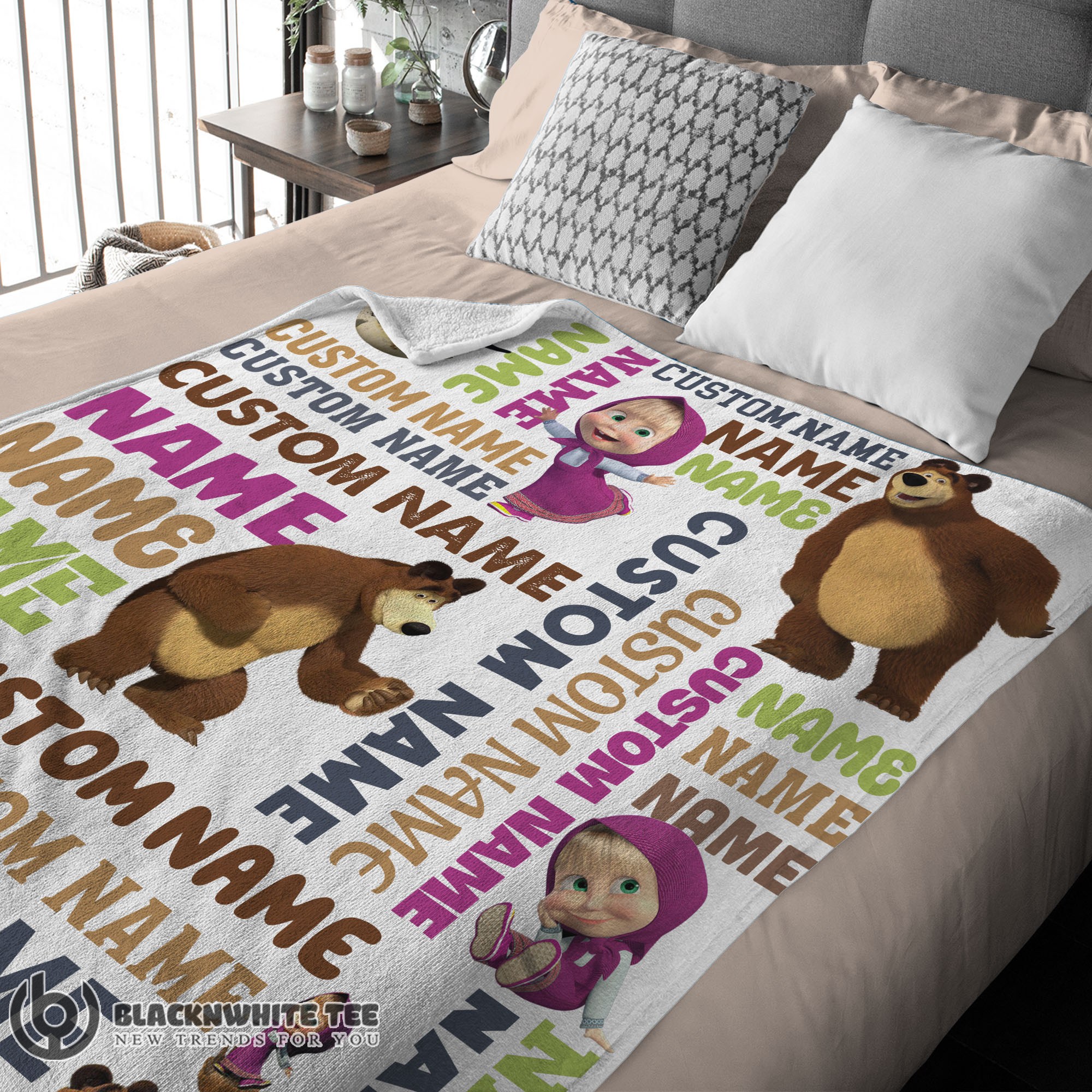 Awesome Good Personalized Masha And The Bear Blanket Fleece Customized Blanket - Image 3