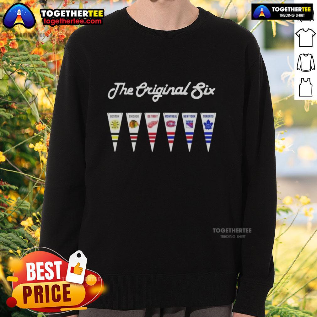 Happy NHL Original Six National Hockey League Pennant Flag T-Shirt - Image 5