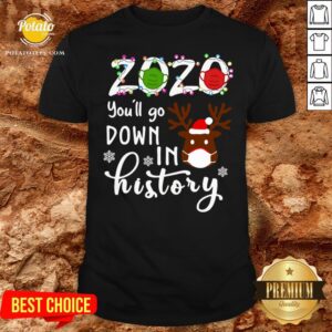 Nice Reindeer 2020 Face Mask You’ll Go Down In History Christmas Shirt