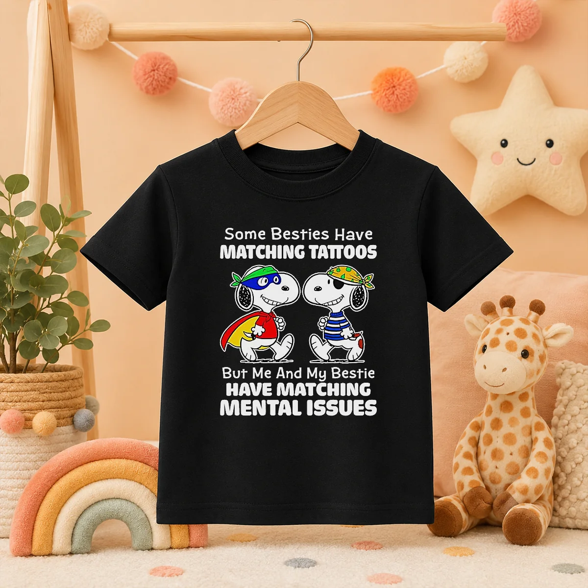 Hot Pretty Snoopy Some Besties Have Matching Tattoos But Me And My Bestie Have Matching Mental Issues Shirt - Image 9