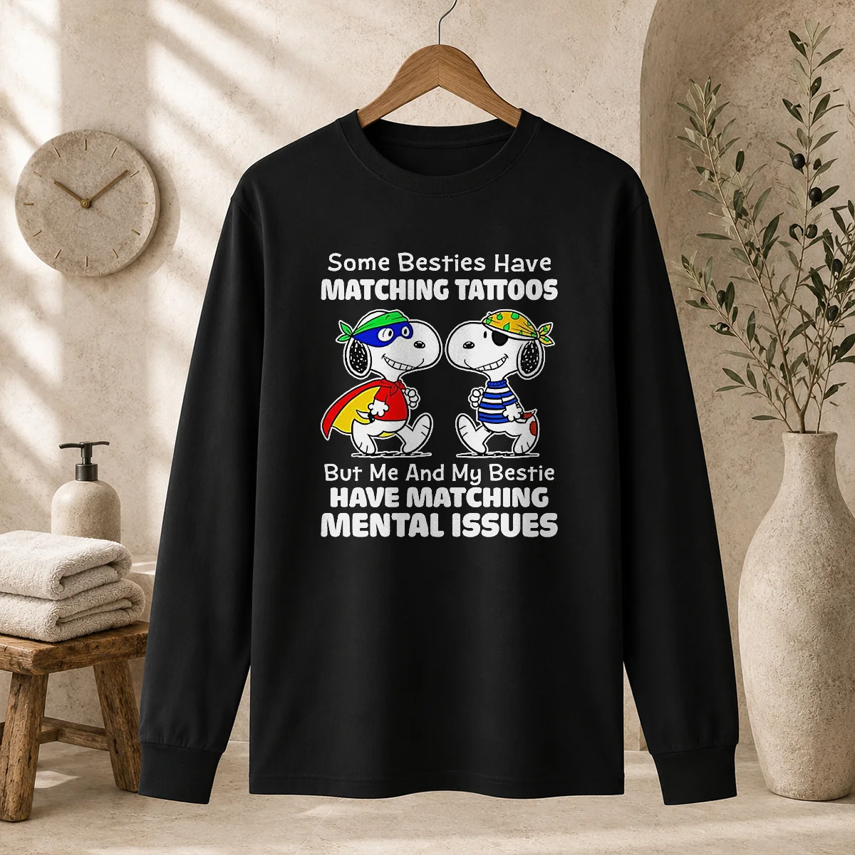 Hot Pretty Snoopy Some Besties Have Matching Tattoos But Me And My Bestie Have Matching Mental Issues Shirt - Image 6