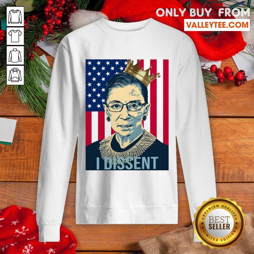 Happy RBG Ruth Bader Ginsburg I Dissent American Flag Shirt - Image 2