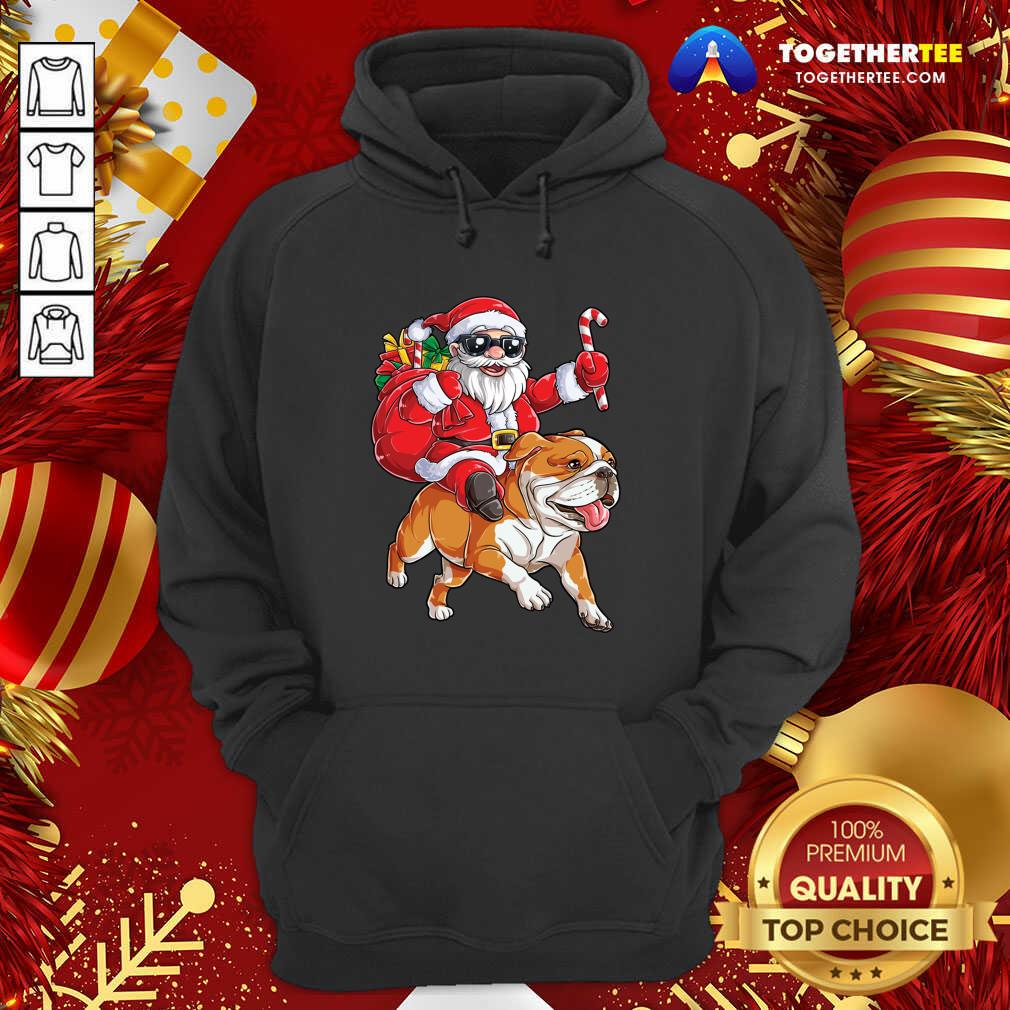 Cute Santa Claus Riding Bulldog Merry Christmas Shirt - Image 5