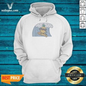 Alternative view of Official Top Cool Pineapple Wearing Sunglasses Surfing On Pizza Slice Ocean Wave Cartoon Shirt