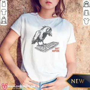 Alternative view of Awesome Crow On Keyboard Shift Happens Shirt