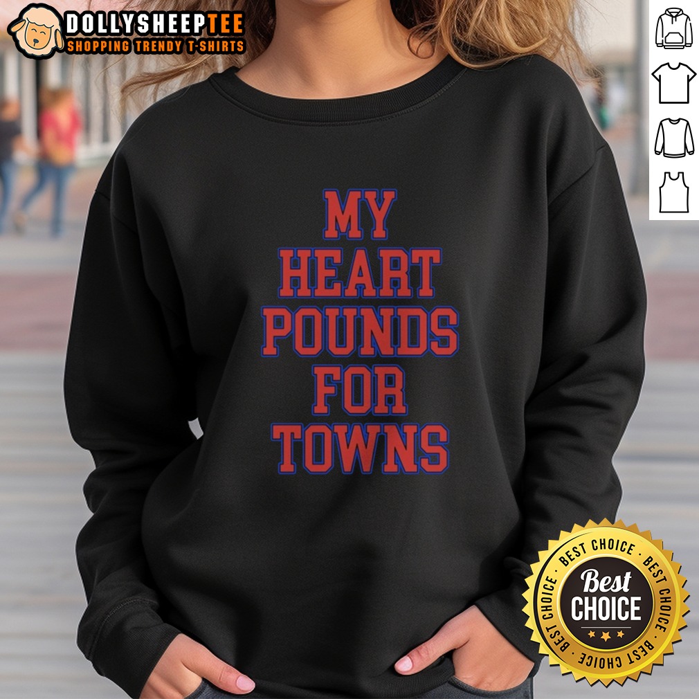 Original Karl Anthony Towns New York Knicks NBA My Heart Pounds For Towns Shirt - Image 4