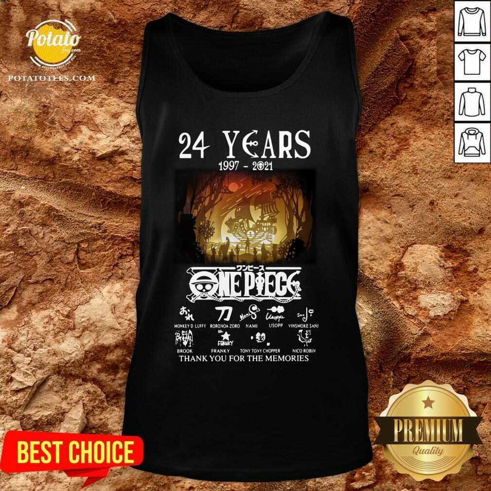 Funny 24 Years 1997 2021 One Piece Signatures Thank You For The Memories Shirt - Image 3