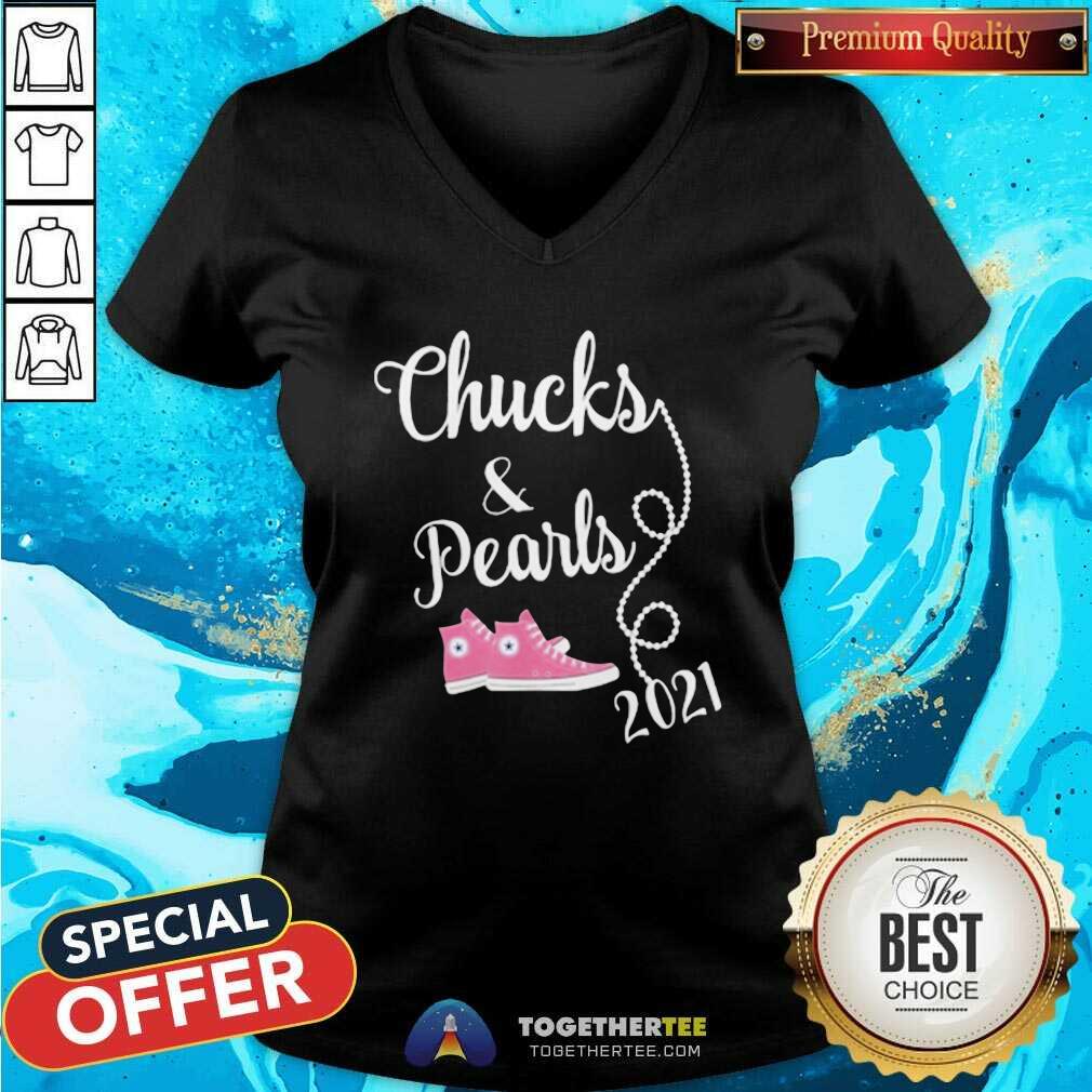 Perfect Converse Sneakers Chucks And Pearls 2021 Kamala Harris Shirt - Image 3