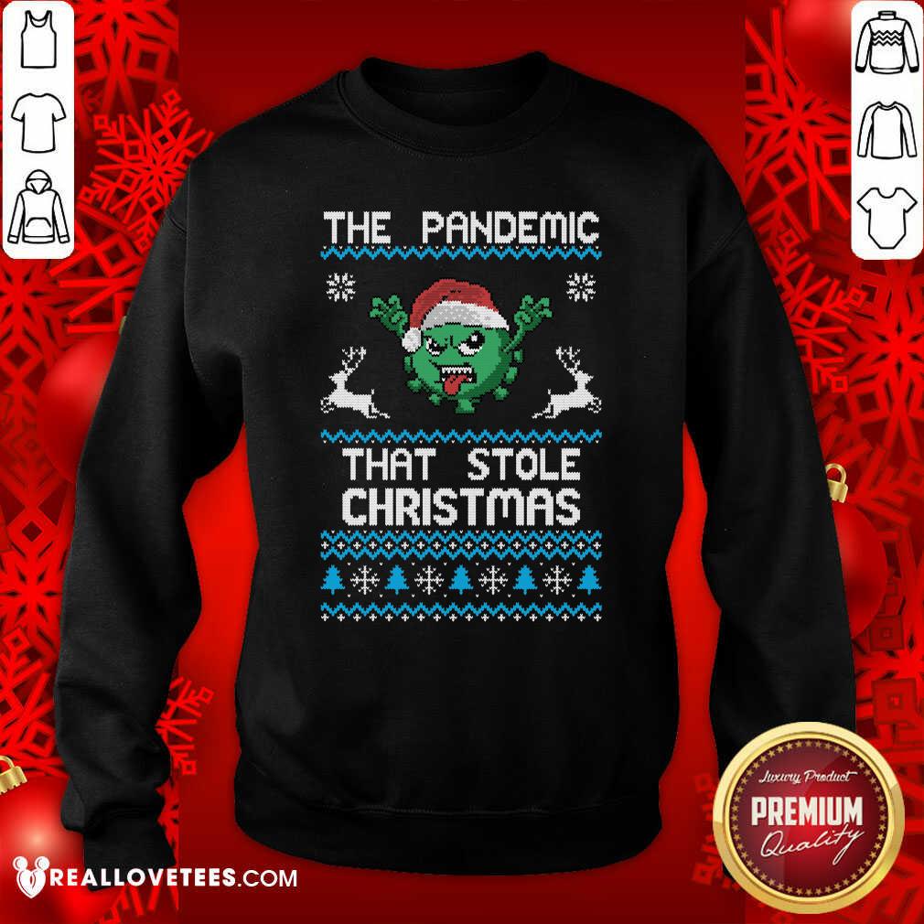 Top The Pandemic That Stole Christmas Corona Virus Wear Santa Hat Shirt - Image 3