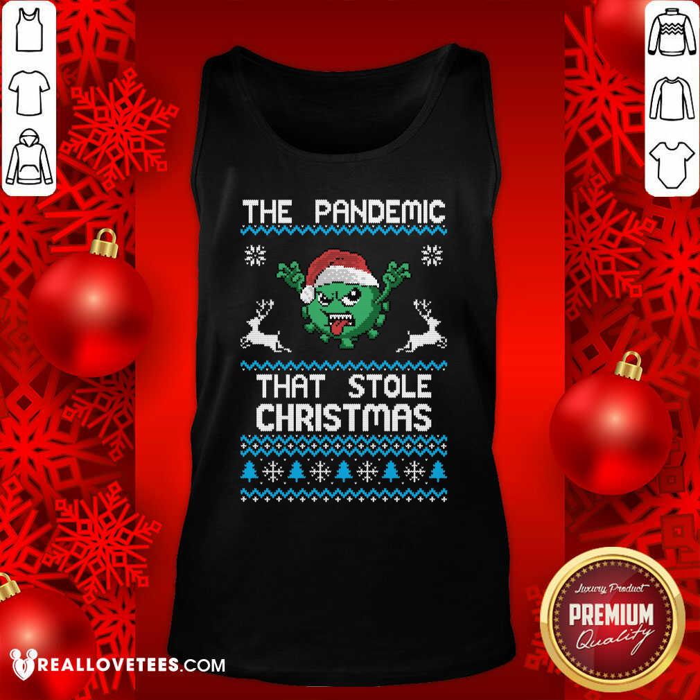 Top The Pandemic That Stole Christmas Corona Virus Wear Santa Hat Shirt - Image 2