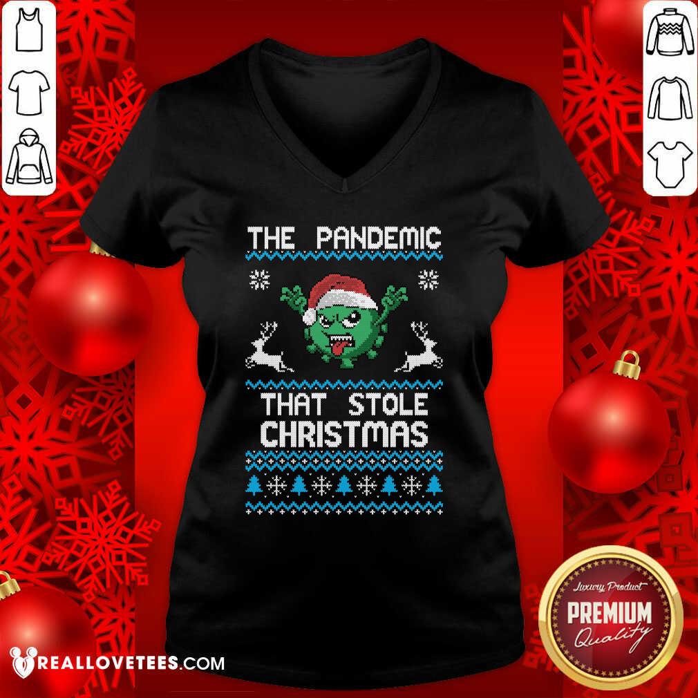 Top The Pandemic That Stole Christmas Corona Virus Wear Santa Hat Shirt - Image 5
