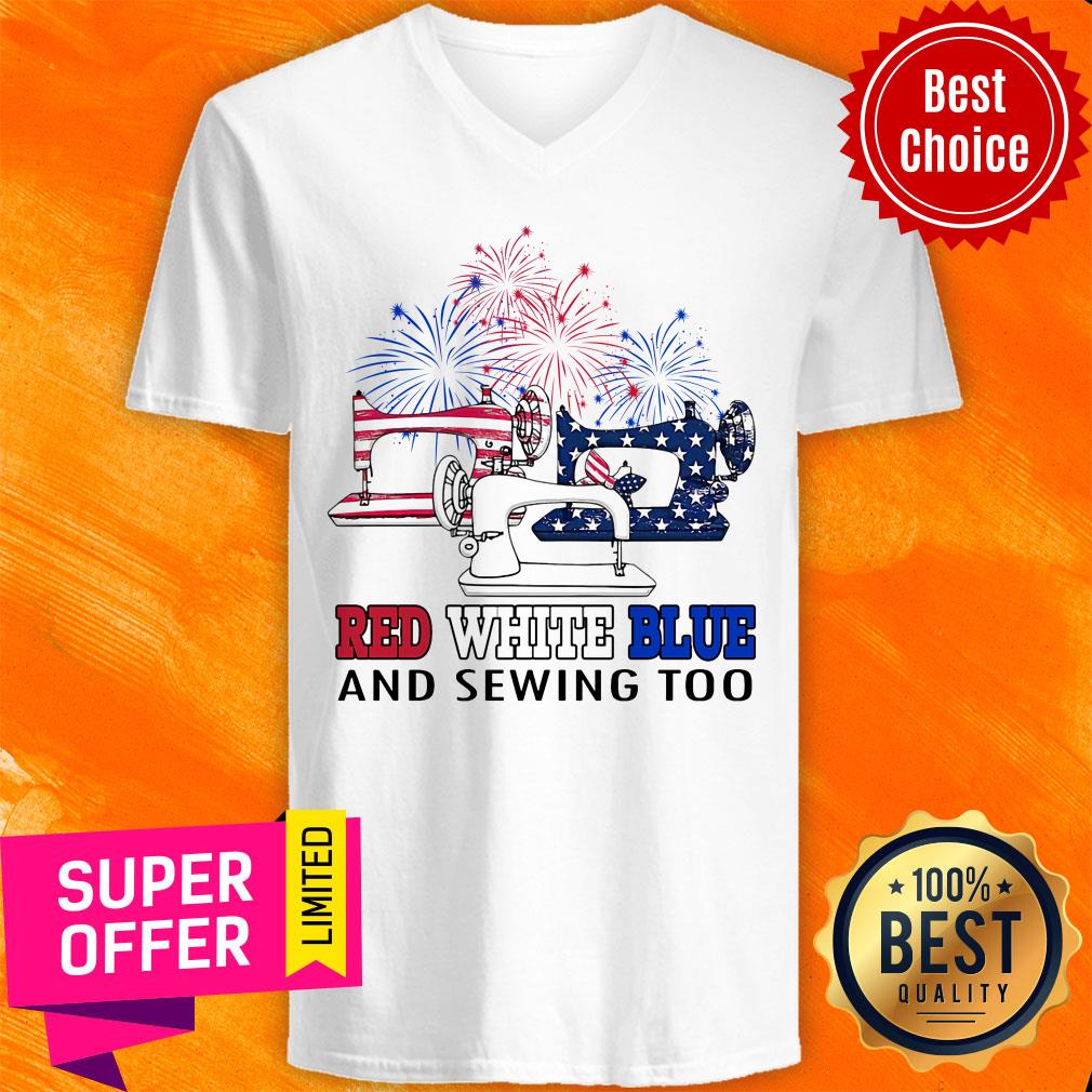 Red White Blue And Sewing Too Shirt - Image 2