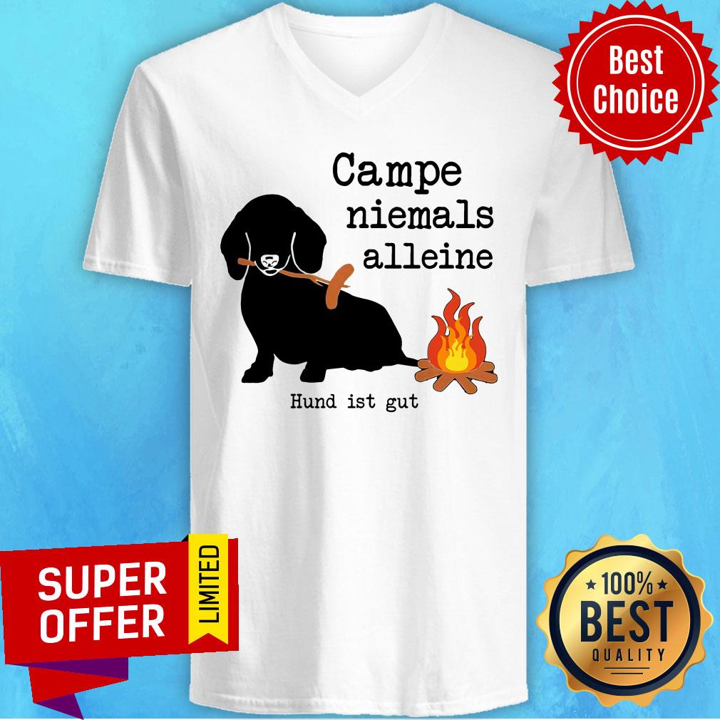 Campe Niemals Alleine Hund Ist Gut Shirt - Image 2