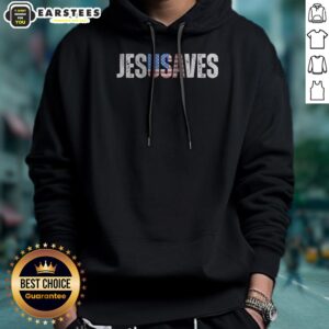 Alternative view of Top Jesusaves Patriotic Christian Pun Bold Text Shirt